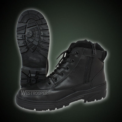 BLACK LEATHER TACTICAL BOOTS