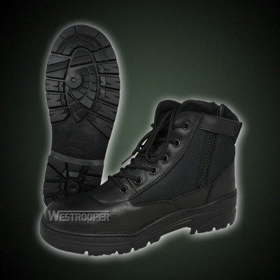 BLACK LEATHER TACTICAL BOOTS