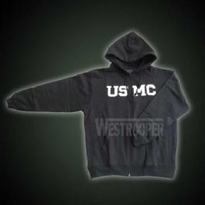 USMC HOODED SWEATSHIRT BLACK ZIP