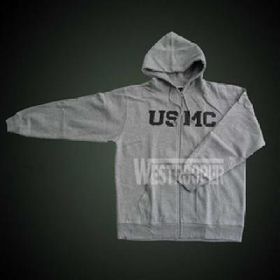 USMC HOODED SWEATSHIRT GRAY with zip