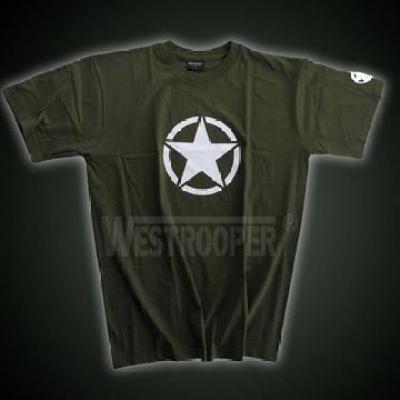 WHITE US STAR SHIRTS IN OLIVE
