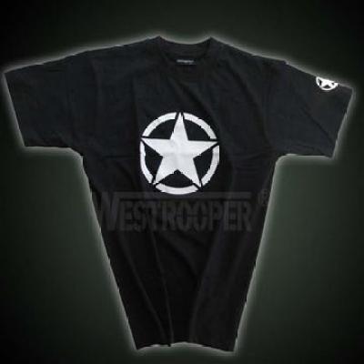 WHITE US STAR T SHIRTS IN BLACK