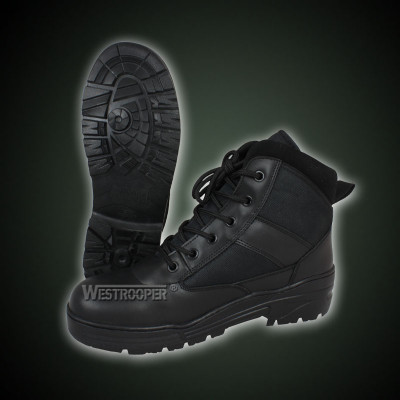 BLACK LEATHER TACTICAL BOOTS